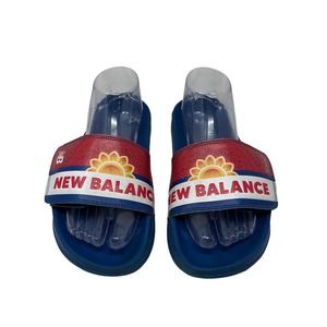 New Balance 200‎ David Sunflower Seeds Slides Sandals Kids Boys Size 6 Blue Red